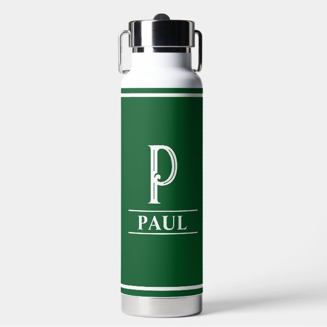 Green Monogrammed  Water Bottle (Front)