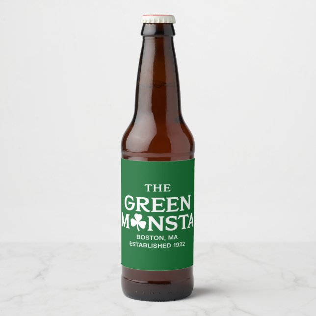 Green Monsta Boston Green Monstah Baseball Gift  Beer Bottle Label (Front)