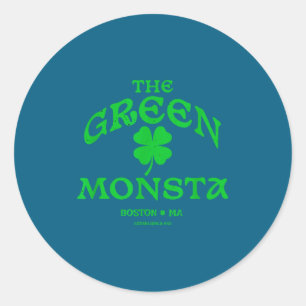 Green Monsta Funny Boston M New England Srts Gift  Classic Round Sticker
