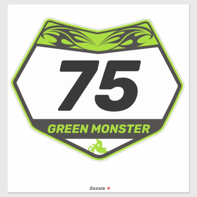 GREEN MONSTER dirtbike numberplate Vinyl Sticker (Sheet)