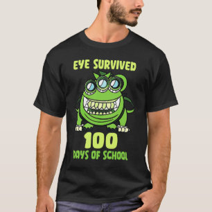 Green  Monster Eye Survived 100 Days Of School Par T-Shirt
