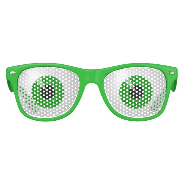 Green Monster Eyes Halloween Wayfarer Party Shades (Front)