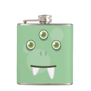 Green Monster Face Flask