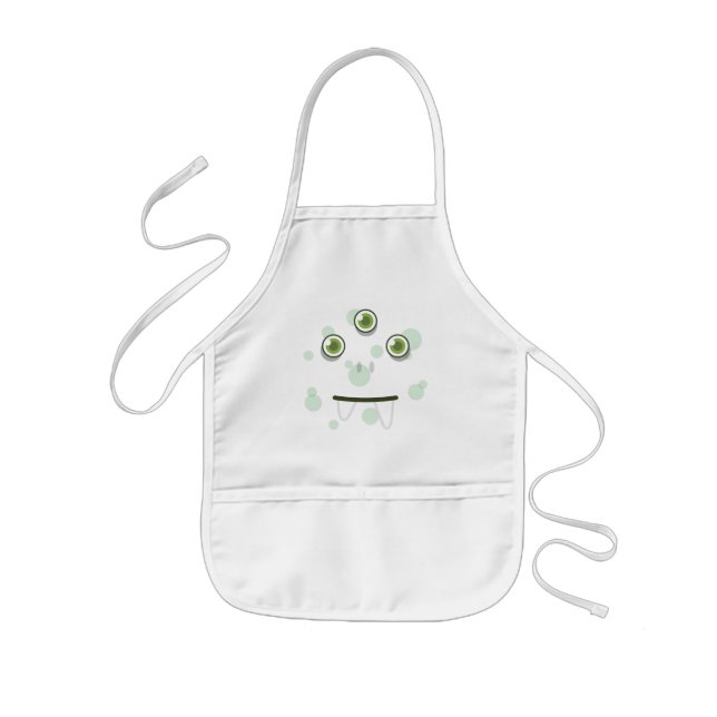 Green Monster Face Kid's Apron (Front)
