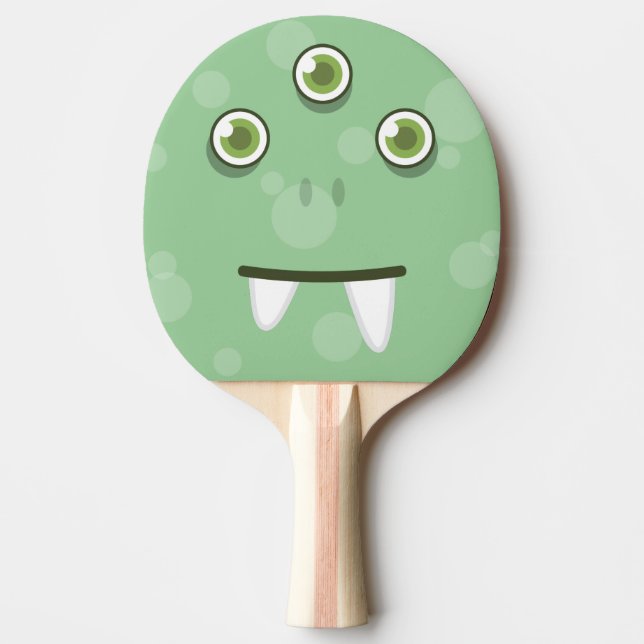 Green Monster Face Ping Pong Paddle (Front)