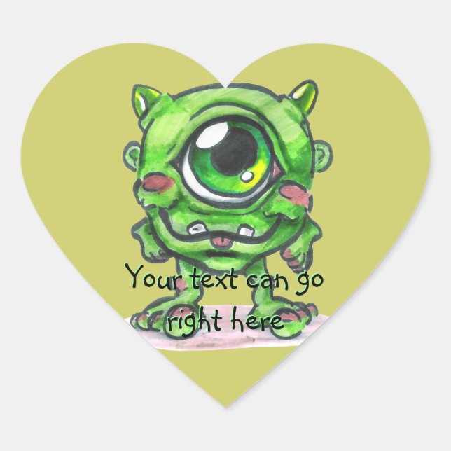 Green Monster Heart Stickers (Front)