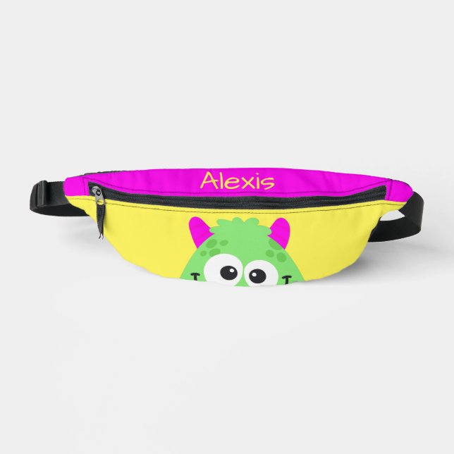 Green Monster Hot Pink Personal Kid's Fanny Pack (Front)