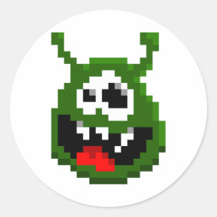 Green Monster - Pixel Art Classic Round Sticker