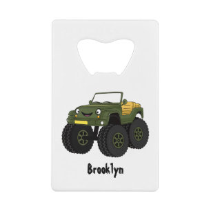 Green monster truck cartoon illustration