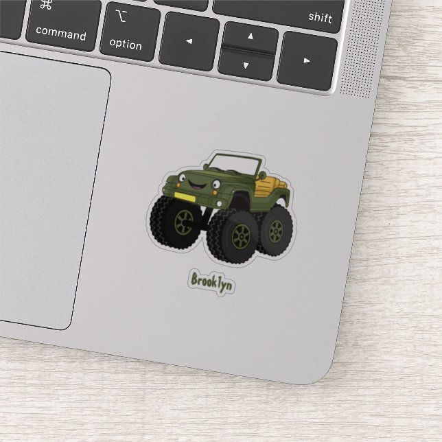 Green monster truck cartoon illustration (Detail)