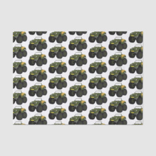 Green monster truck cartoon illustration  tissue paper