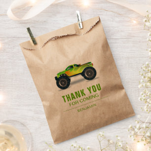 Green Monster Truck Kids Birthday Party Favour Bags