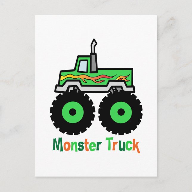 Green Monster Truck Postcard (Front)