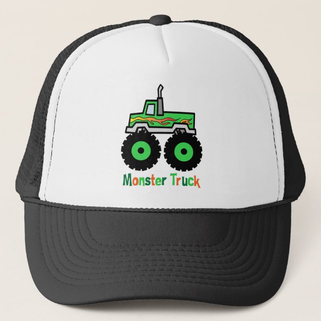 Green Monster Truck Trucker Hat (Front)