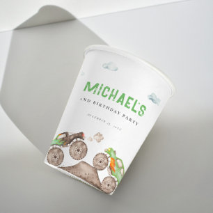 Green Monster Trucks Jam Birthday  Paper Cups