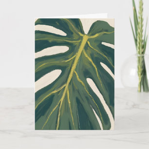 Green Monstera Leaf Botanical Plant Watercolor Card