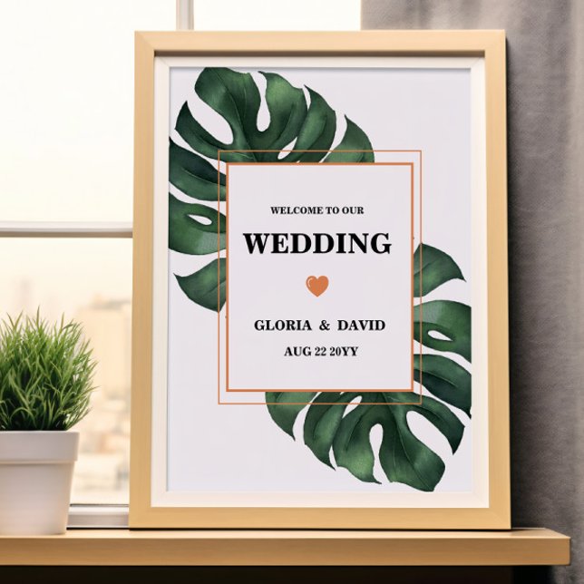 Green Monstera Leaf  Welcome Wedding  Poster (Creator Uploaded)