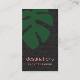 Green Monstera Tropical Leaf Event Planning Business Card