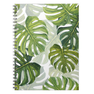 Green Monstera Tropical Watercolor Notebook
