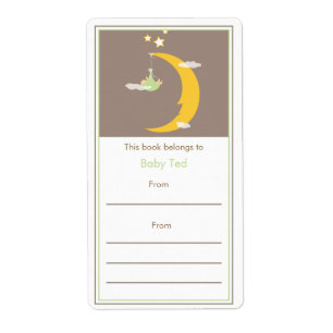 Green Moon and Stars Bookplate