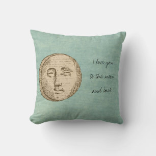 Green Moon Face Love Cushion