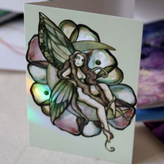 Green Moon Fairy Flower MoonChild Fairies Card