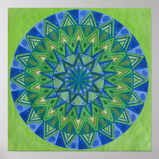Green Moon Mandala Poster