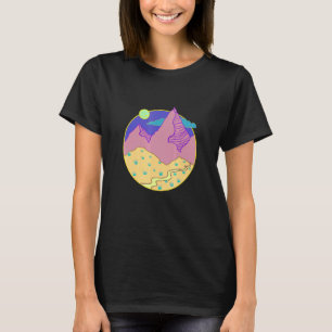 Green Moon Planet Sagebrush Mountain Desert Campin T-Shirt
