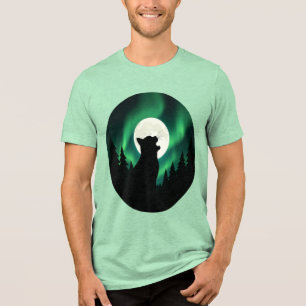 Green Moon Silhouette Circle Graphic T-Shirt Tri-Blend Shirt