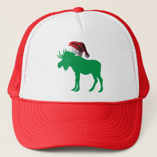 Green Moose with a Santa Claus Hat for Chroistmas