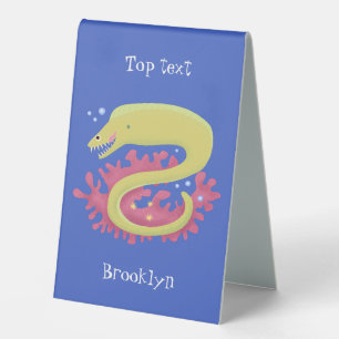 Green moray eel funny cartoon illustration