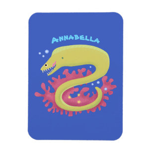 Green moray eel funny cartoon illustration magnet