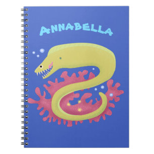 Green moray eel funny cartoon illustration notebook