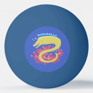 Green moray eel funny cartoon illustration ping pong ball