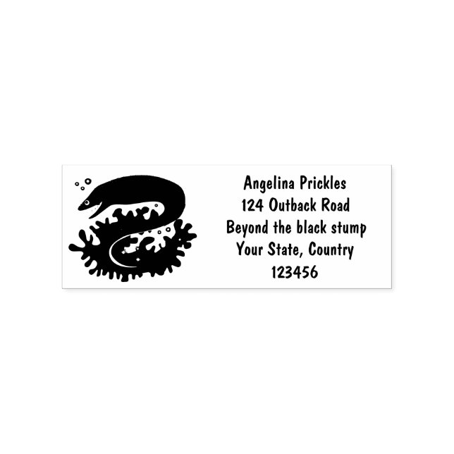 Green moray eel funny cartoon illustration  rubber stamp (Imprint)