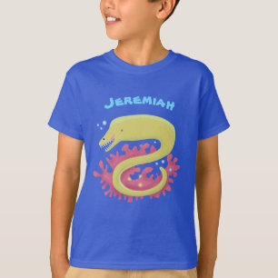Green moray eel funny cartoon illustration T-Shirt