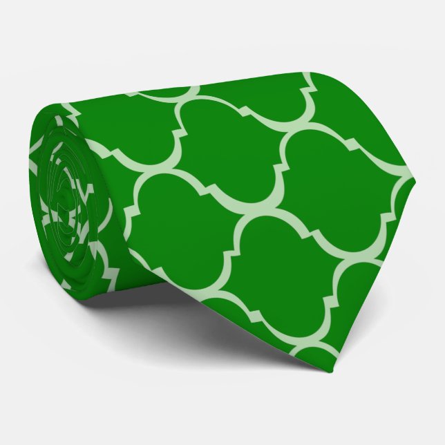 Green Moroccan Design Tie (Rolled)