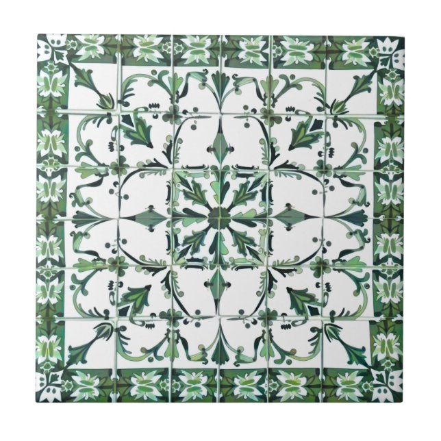Green,Moroccan,mosaic, Tile (Front)
