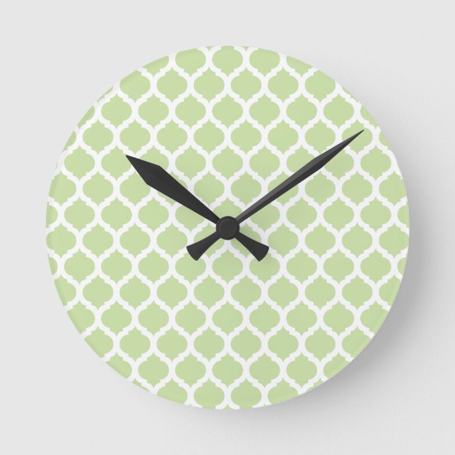 Green Moroccan Pattern Wall Clocks (Front)