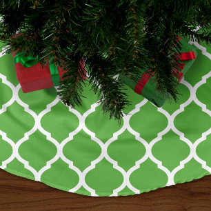 Green Moroccan Quatrefoil Brushed Polyester Tree Skirt
