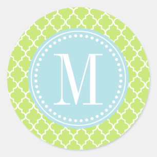 Green Moroccan Tiles Lattice Personalised Classic Round Sticker