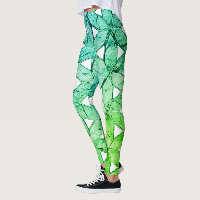 Green Mosaic Flower-of-Life Leggings (Left)