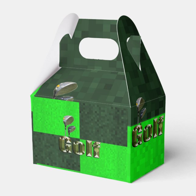 Green Mosaic Golf Clubs, Favor Gift Box (Front Side)