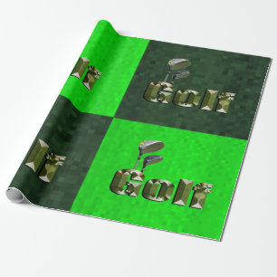 Green Mosaic Golf Clubs, Wrapping Paper