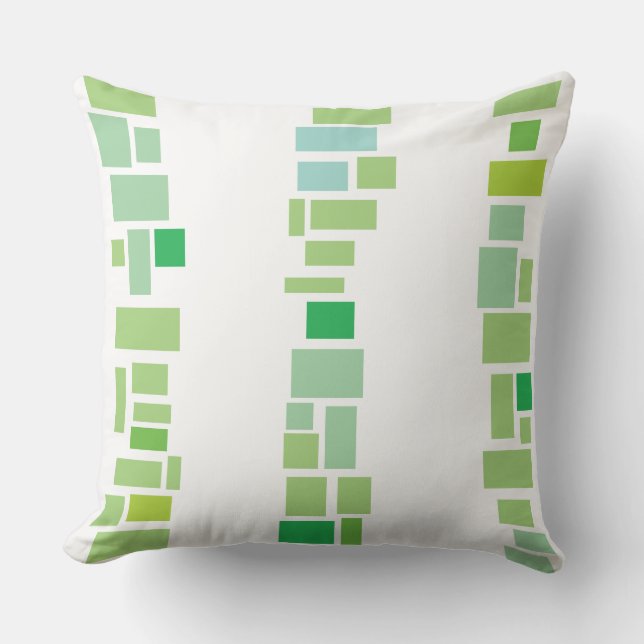Green MOSIAC TILES DESIGN Retro Throw Pillow (Front)