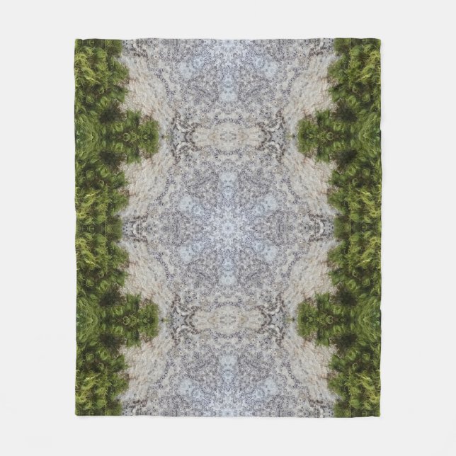 Green Moss & Earth Nature Art Fleece Blanket (Front)