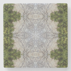 Green Moss & Earth Nature Art Stone Coaster