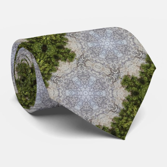 Green Moss & Earth Nature Art Tie (Rolled)