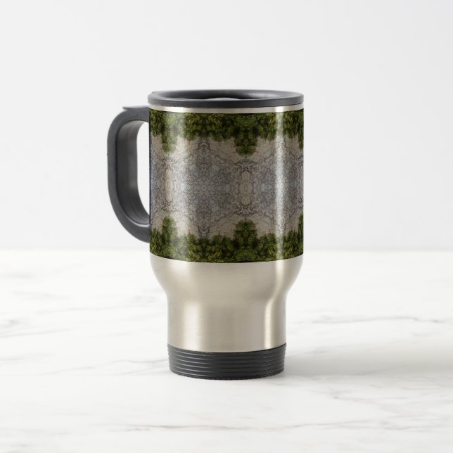 Green Moss & Earth Nature Art Travel Mug (Front Left)