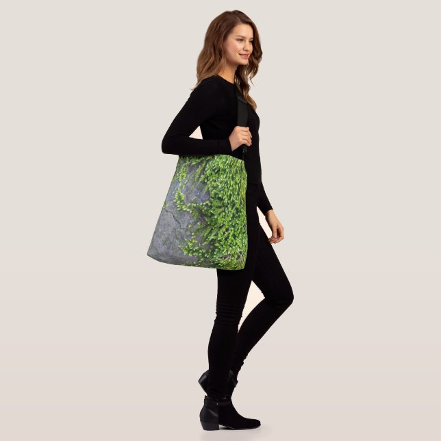 Green moss Entodon seductrix on grey stone Crossbody Bag (On Model)